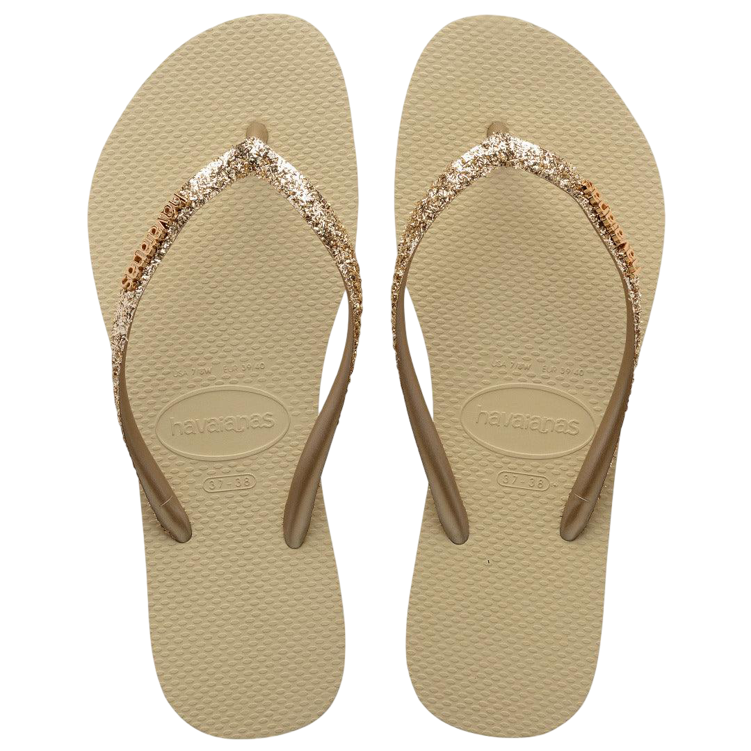 HAVAIANAS SLIM GLITTER II FC AREIA - FEMI...